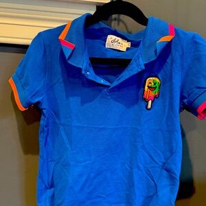 Lola and the Boys Blue Kids Polo Shirt with Popsicle Patch